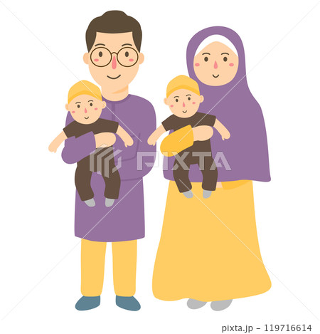 Asian muslim families celebrate eid together Asian muslim families celebrate eid together 119716614