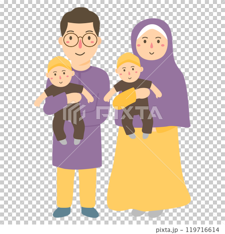 Asian muslim families celebrate eid together 119716614