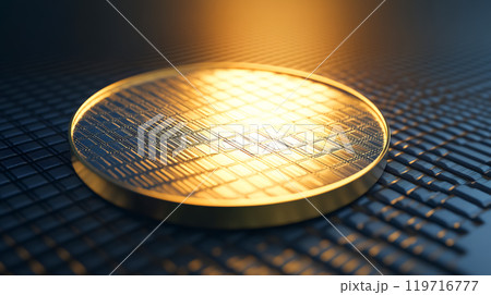 金色に光る半導体ウェーハ製品イメージ 119716777