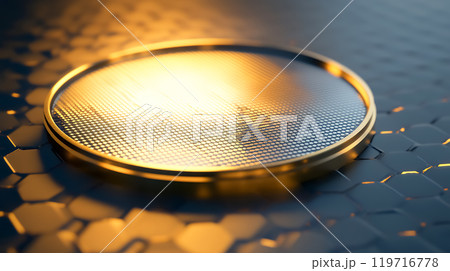 金色に光る半導体ウェーハ製品イメージ 金色に光る半導体ウェーハ製品イメージ 119716778