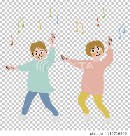 Two children are dancing happily Two children are dancing happily 119716896