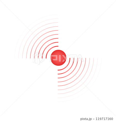 Signal sign. Pain localization icon. Ache or inflammation, pulse or headache symbol. Shock, vibration, radar or sound wave pictogram isolated on white background. Vector flat illustration 119717160