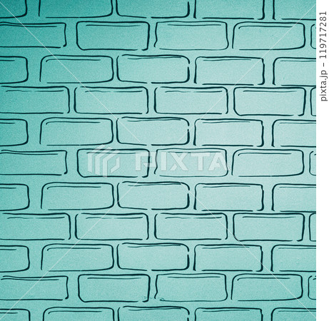 水色のレンガ風タイルのイラスト 119717281