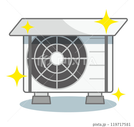 日除けカバーをつけたエアコンの室外機 119717581