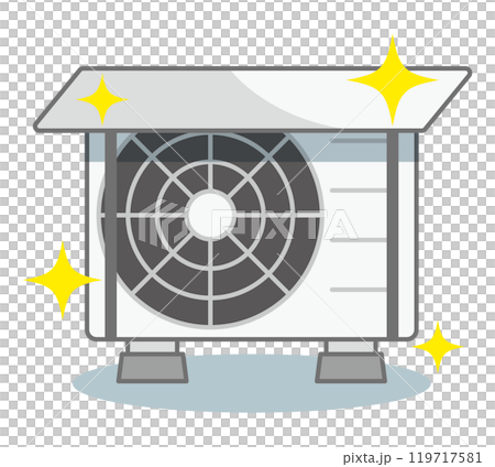 日除けカバーをつけたエアコンの室外機 119717581