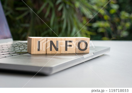 Info, word on top of laptop Info, word on top of laptop 119718033