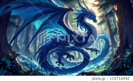 森にいる青いドラゴン 119718492