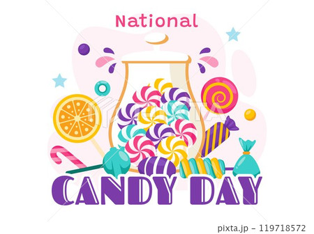 National Candy Day Vector Illustration on November 4, featuring a Variety of Colorful Candies and Sweets in a Flat Style Cartoon Background 119718572