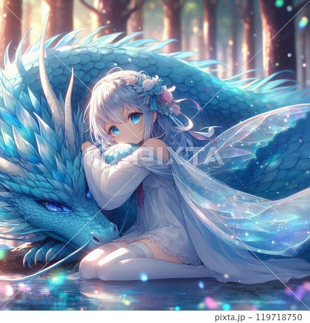 青いドラゴンと女の子 119718750