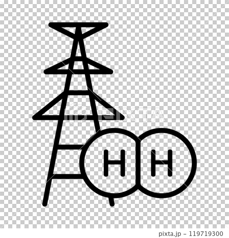 水素を利用した発電所のアイコン。 119719300