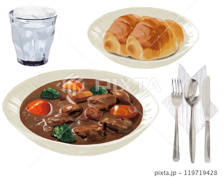 ビーフシチュー(パンセット)カトラリー付き ビーフシチュー(パンセット)カトラリー付き 119719428