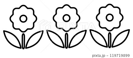 黒のシンプルな花の並んだアイコン 黒のシンプルな花の並んだアイコン 119719899