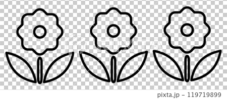 黒のシンプルな花の並んだアイコン 黒のシンプルな花の並んだアイコン 119719899