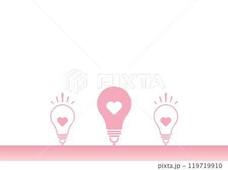 明かりを灯すカワイイ電球のイラスト　白背景素材 119719910