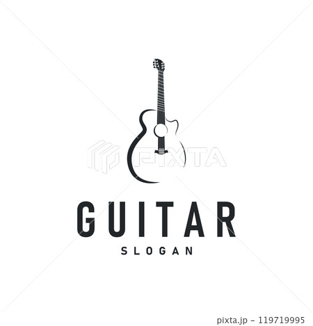 simple musical instrument guitar logo design black silhouette symbol template minimalist guitar simple musical instrument guitar logo design black silhouette symbol template minimalist guitar 119719995