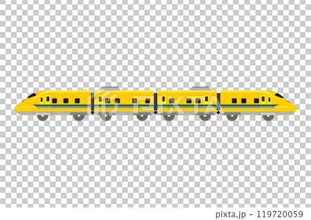 4両つないだ、おもちゃ風の923形ドクターイエローのベクターイラスト 4両つないだ、おもちゃ風の923形ドクターイエローのベクターイラスト 119720059