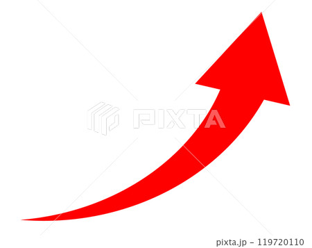 右肩上がり(UP)の赤い矢印マーク 右肩上がり(UP)の赤い矢印マーク 119720110