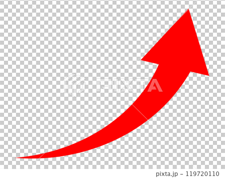右肩上がり(UP)の赤い矢印マーク 右肩上がり(UP)の赤い矢印マーク 119720110