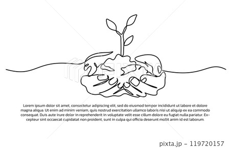 Continuous line design of concern for the earth . Single line decorative elements drawn on a white background. 119720157