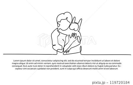 Continuous line design of affectionate towards animals. Single line decorative elements drawn on a white background. 119720184