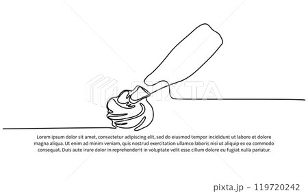 Continuous one line kneading bread dough. Minimalist style vector illustration on white background. 119720242