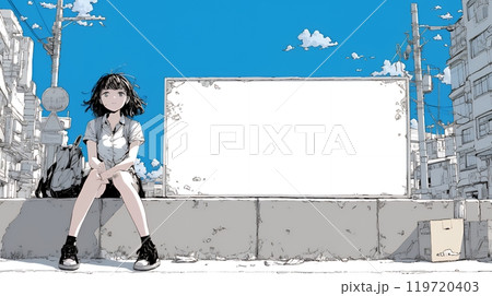何も描いていないメッセージボードを掲げる若い女性