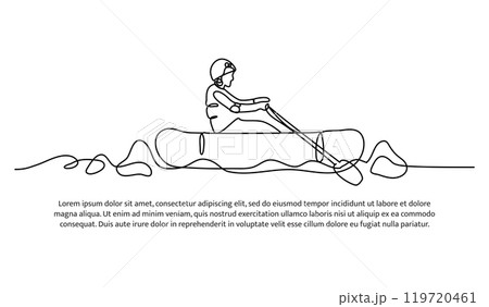 Continuous line design of a man is rafting. single line decorative elements drawn on a white background. 119720461