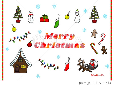 かわいいクリスマスのイラストセット かわいいクリスマスのイラストセット 119720613
