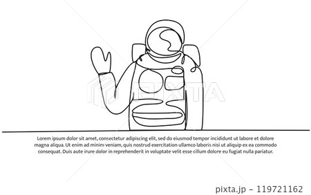 Continuous line design of Spaceman travel concept design. Decorative elements drawn on a white background. 119721162