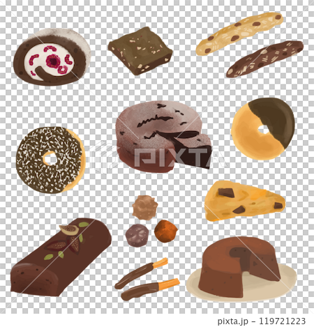 創作【お菓子は全部あたしのもの♪】手描きイラスト 下絵付き 手描き風お菓子／スイーツのイラスト素材 [63987009] - PIXTA