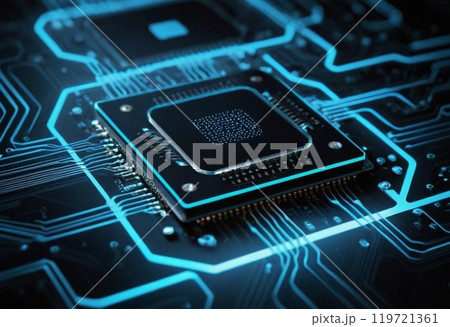 computer motherboard on dark background 119721361