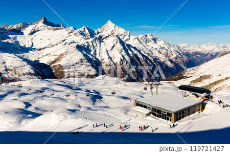 Winter ski resort Zermatt at Swiss Alps 119721427