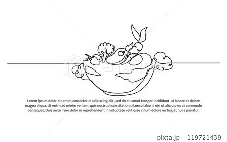 Continuous one line design of world food safety day vegetables.Minimalist style vector illustration on white background. 119721439