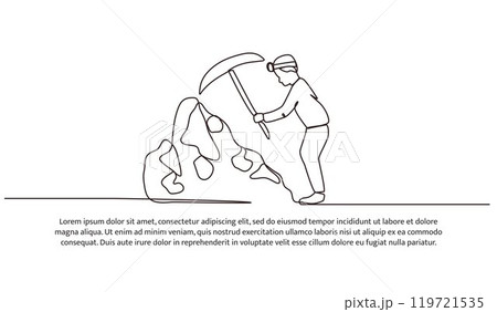 Continuous one line design of little boy works hard.Minimalist style vector illustration on white background. Continuous one line design of little boy works hard.Minimalist style vector illustration on white background. 119721535