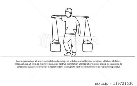 Continuous one line design of little boy works hard.Minimalist style vector illustration on white background. 119721536
