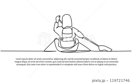 Continuous one line design of rowing boat.Minimalist style vector illustration on white background. 119721746