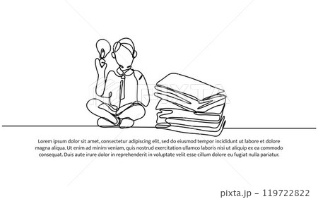 Continuous one line design of student who come up with ideas. Minimalist style vector illustration on white background. 119722822