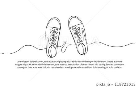 Continuous one line design of casual sneakers shoes.Minimalist style vector illustration on white background. 119723015