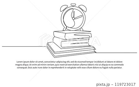 Continuous one line design of book. Minimalist style vector illustration on white background. 119723017