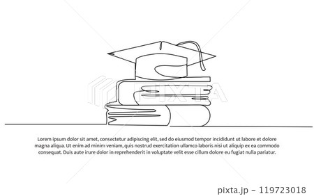 Continuous one line design of school graduation. Minimalist style vector illustration on white background. 119723018