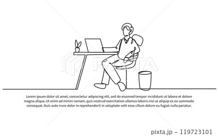 Continuous one line design of seminar. Minimalist style vector illustration on white background. Continuous one line design of seminar. Minimalist style vector illustration on white background. 119723101