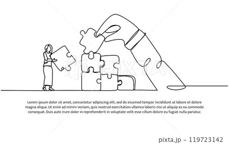 Continuous one line design of cooperation to increase. Minimalist style vector illustration on white background. Continuous one line design of cooperation to increase. Minimalist style vector illustration on white background. 119723142