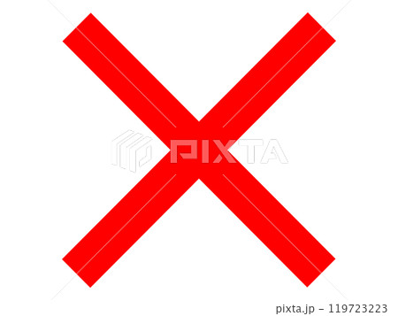 バツ印（赤いバッテンマーク） 119723223