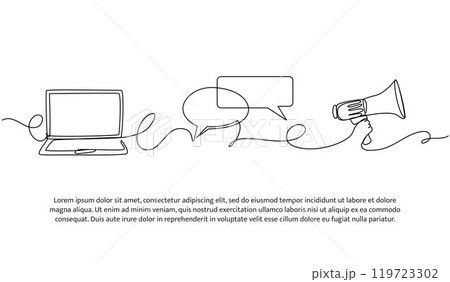 Continuous one line design of digital information technology. Minimalist style vector illustration on white background. 119723302