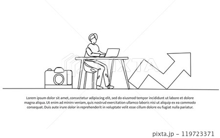 Continuous one line design of a man is working. Minimalist style vector illustration on white background. Continuous one line design of a man is working. Minimalist style vector illustration on white background. 119723371