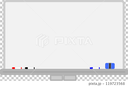 白色白板、記號筆和橡皮擦的插圖 白色白板、記號筆和橡皮擦的插圖 119723568