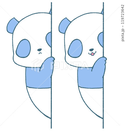 こちらをのぞき見るパンダ2種(青色) こちらをのぞき見るパンダ2種(青色) 119723642