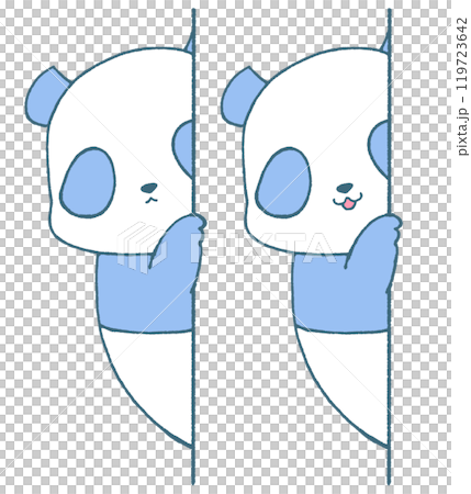こちらをのぞき見るパンダ2種(青色) こちらをのぞき見るパンダ2種(青色) 119723642