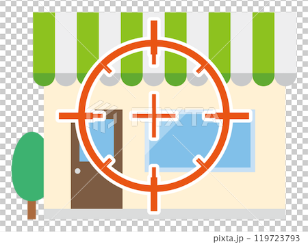 ロックオンされたお店のイラスト 119723793