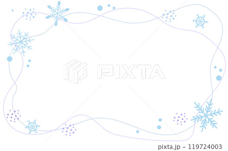冬のかわいい雪の結晶背景フレーム 冬のかわいい雪の結晶背景フレーム 119724003